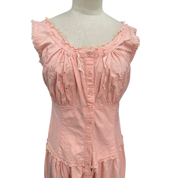 Vintage Star Of India Jumpsuit Embroidered Floral Lace Peachy Pink Size Small - Picture 2 of 16